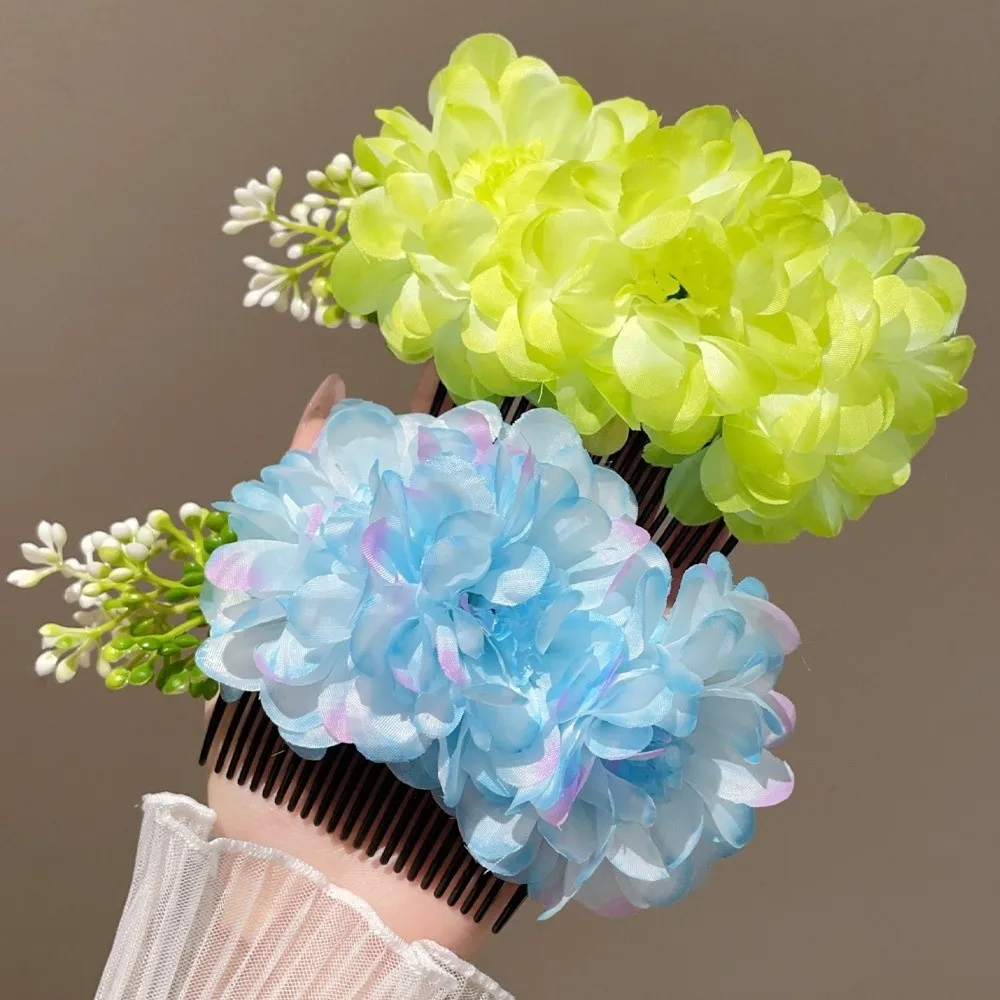 Handmade Sweet Flowers Hairpin Thai Style Plastic Floral Hair Comb Headwear Cloth Chignon Hair Clips Bride