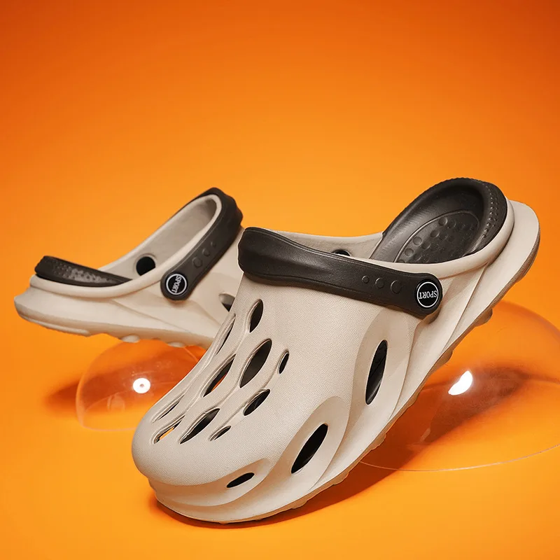 Zapatillas Baotou antideslizantes de verano para hombre, chanclas deportivas con suela suave de Eva, sandalias Baotou huecas para zapatillas de playa para hombre