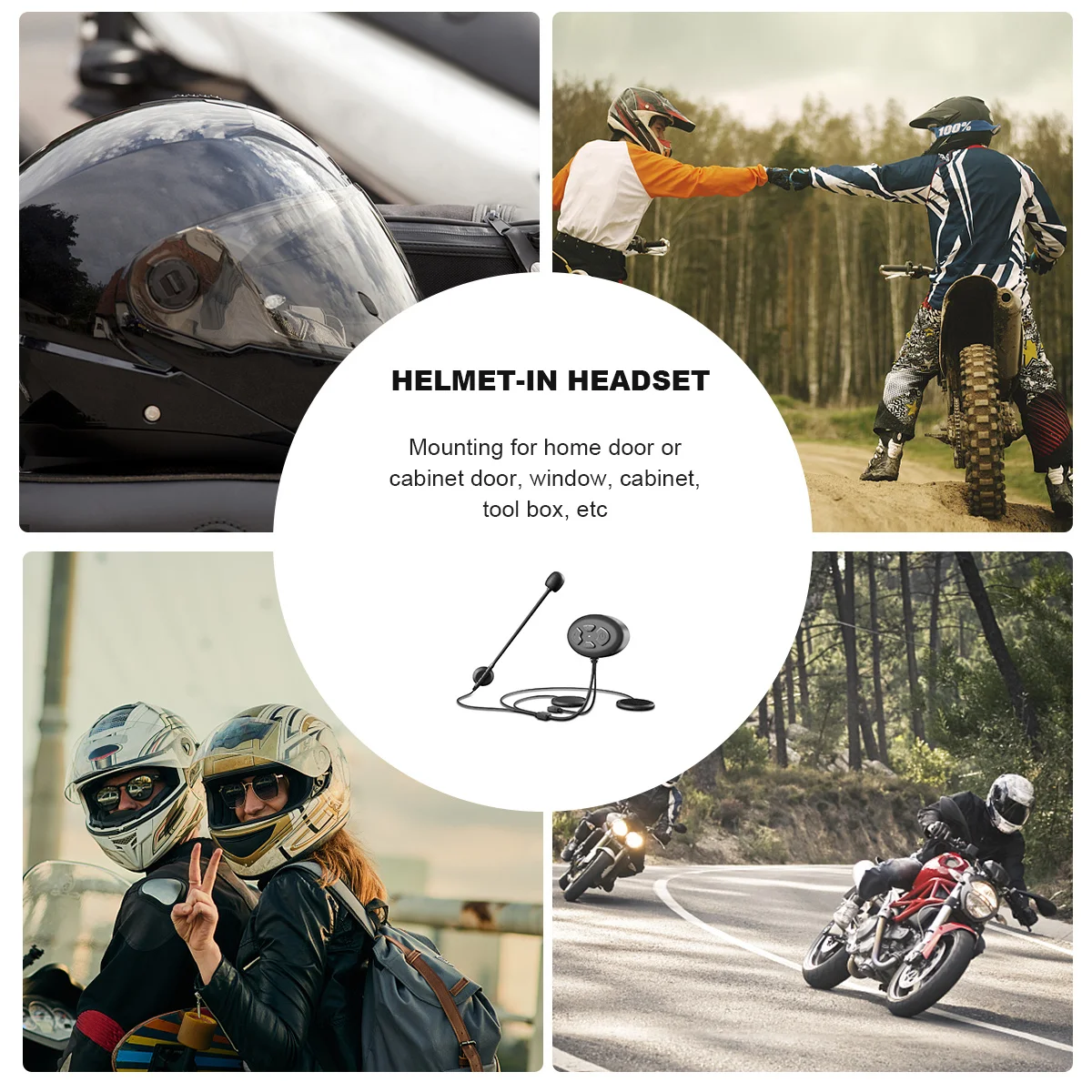 

Headset for Motorcycle Wireless Earphone with Noise Cancelling Microphone Hands-Free Calling and Music Control