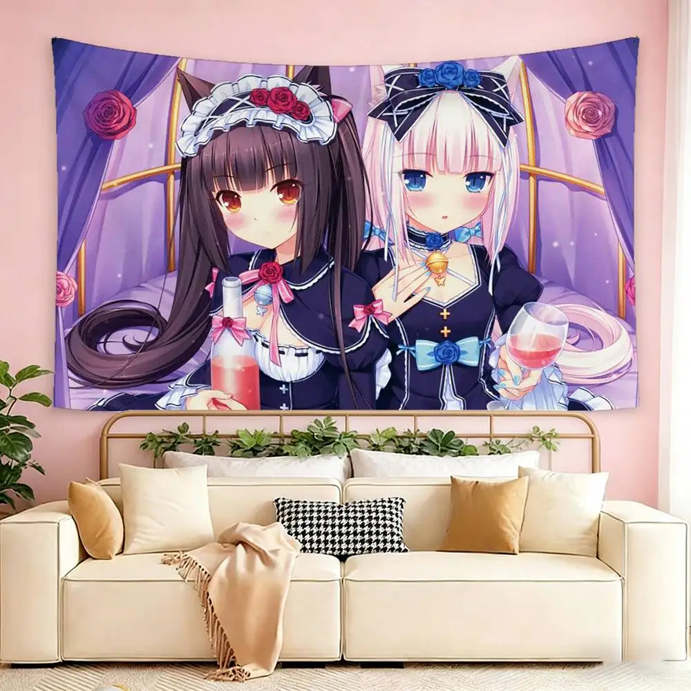 Nekopara Anime Chocolat Vanilla  Flags Wall Hanging Tapestry Outdoor Garage Room Decorative flag Background Blanket