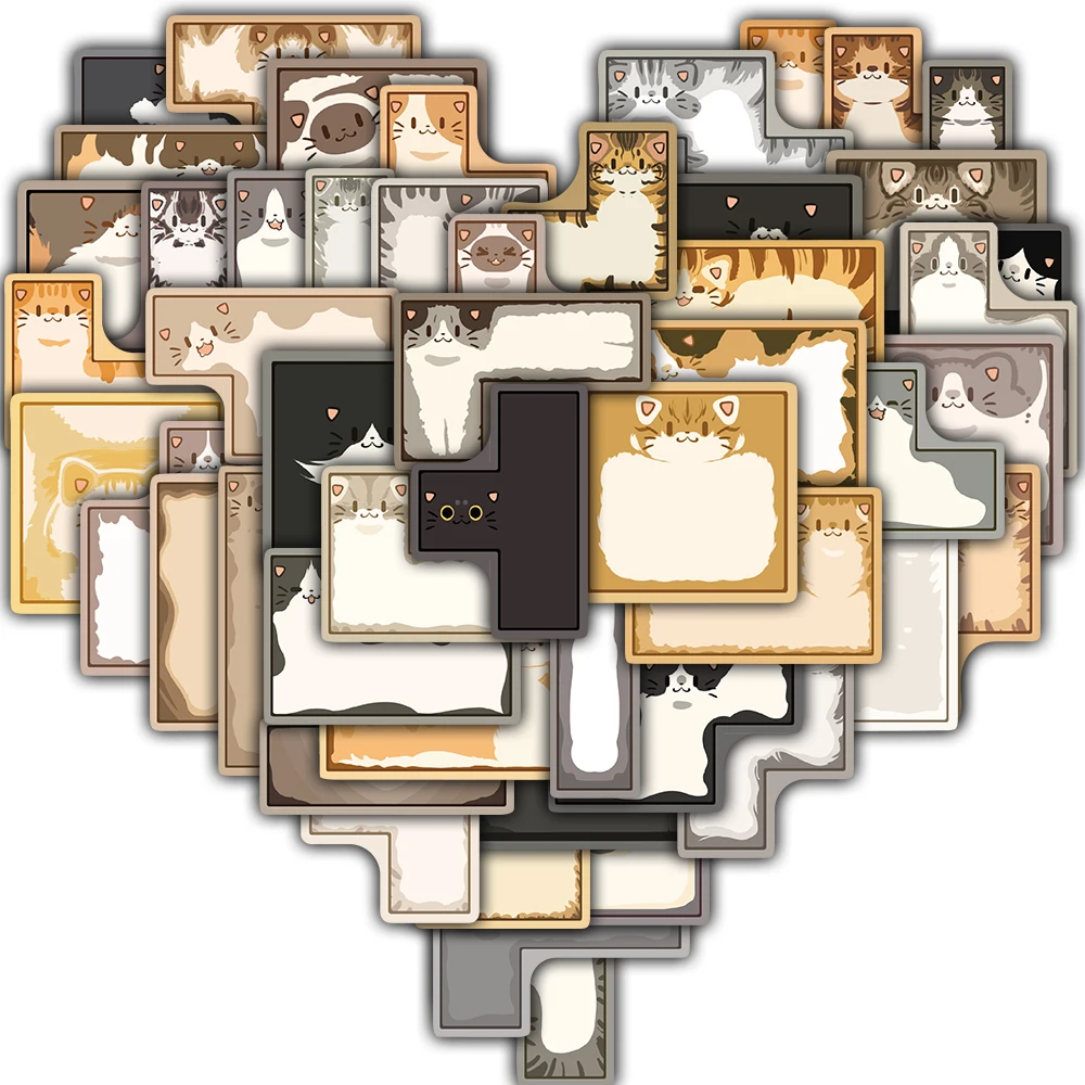 50PCS Cat version of Tetris Stickers Funny Motorcycle Scrapbook Living Room Bicycle Laptop Decoration Sticker Student Reward Gif