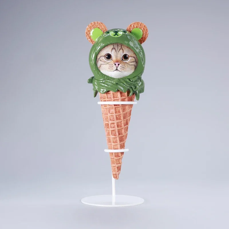 ما قبل البيع 1/6 مقياس جميل الآيس كريم مخروط القط محاكاة اليدوية نماذج للحيوانات صالح سطح المكتب هدية مزخرفة جمع #5