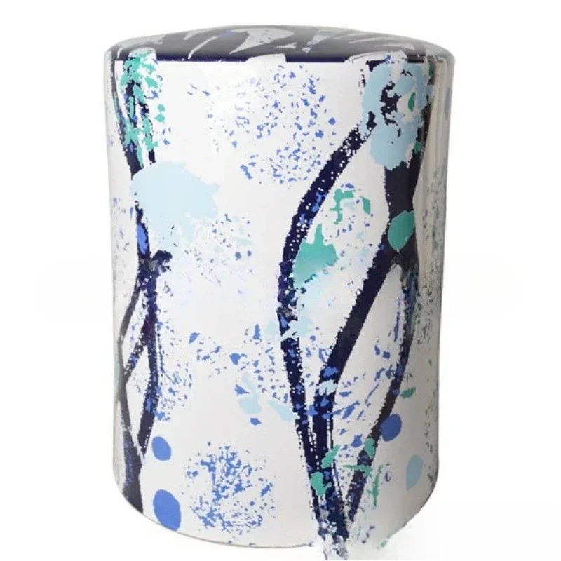 Modern simple flower paper medium and high temperature color glaze ceramic stool
