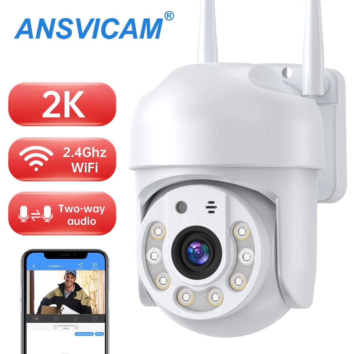 8MP 4K Speed Dome Auto Tracking PTZ Camera Outdoor Wireless WiFi IP Cam with 5MP Option Smart Home CCTV Surveillance Monitor
