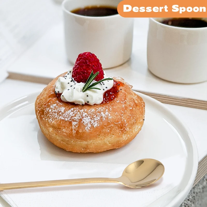6 шт., столовые ложки из нержавеющей стали для кофе, сахара, десерта, торта, мороженого, супа, антитравы (золото)