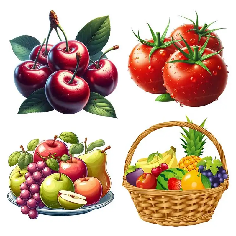 Cherry Tomatoes Fruits Wall Stickers Kitchen Decoration Dining Room Living Room Cabinet Refrigerator Home Decoration M1207