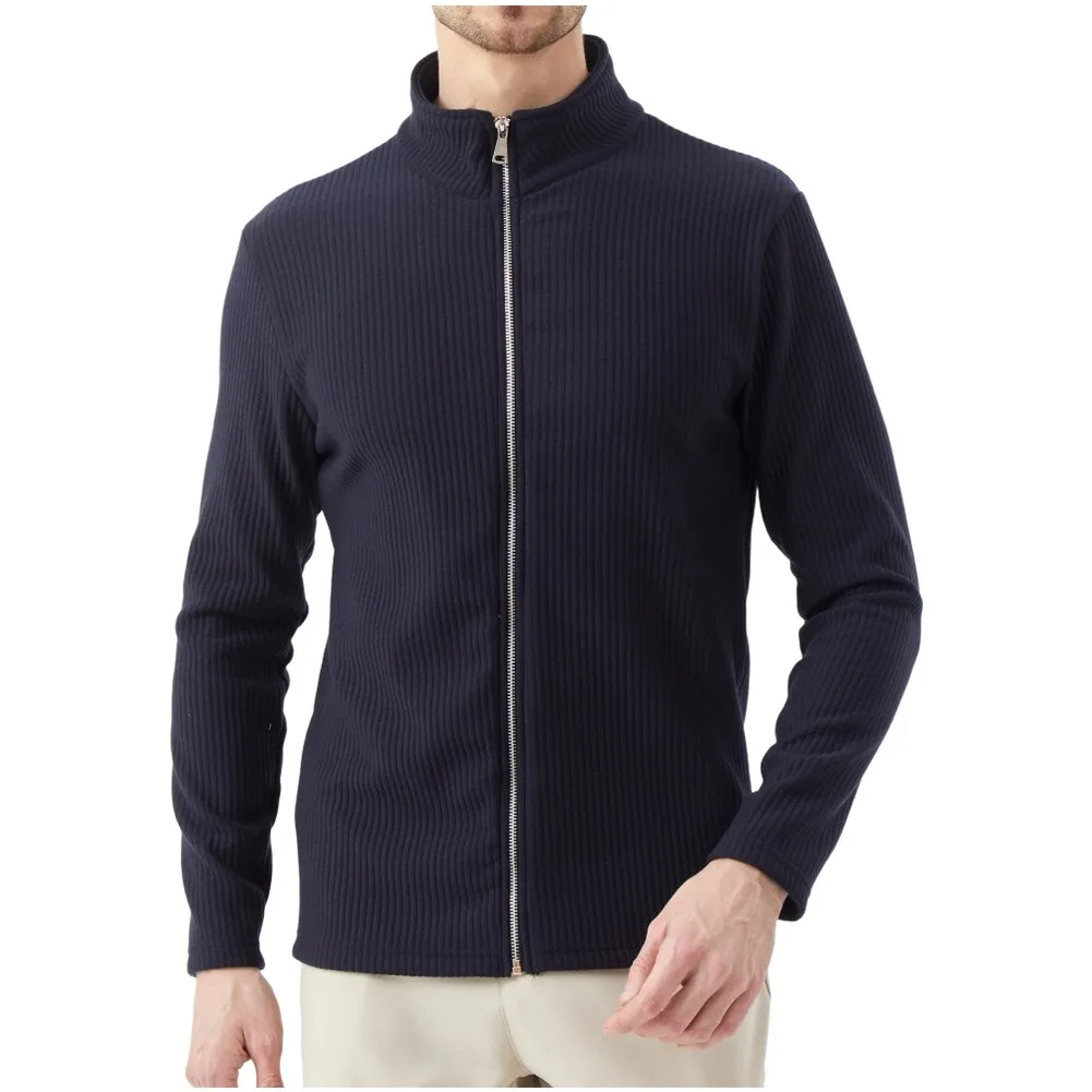 Men Full Zip Stand Collar Cardigan Sweater Knitted Thick Warm Outerwear Jacket for Casual Use and Outdoor Activities