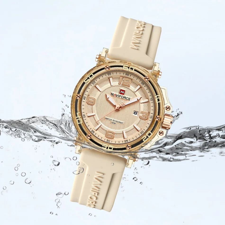 NAVIFORCE Luxury Style Waterproof Quartz Movement Women Clock Elegant Silicone Luminous Display Strap Ladies Watches Gifts 2025