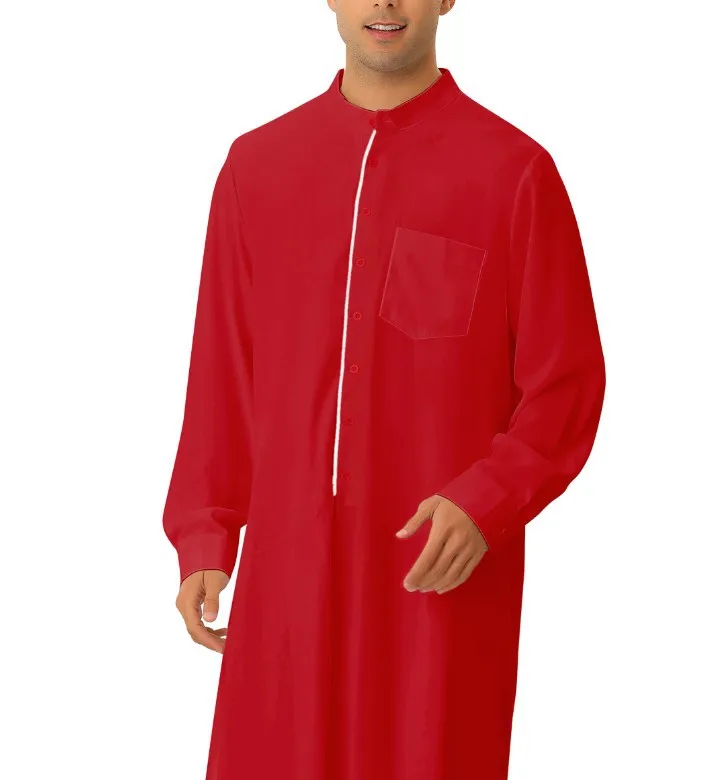 Abbigliamento musulmano per uomo Jubba Thobe con maniche lunghe e pacchetto Plus Size abbigliamento islamico abito musulmano