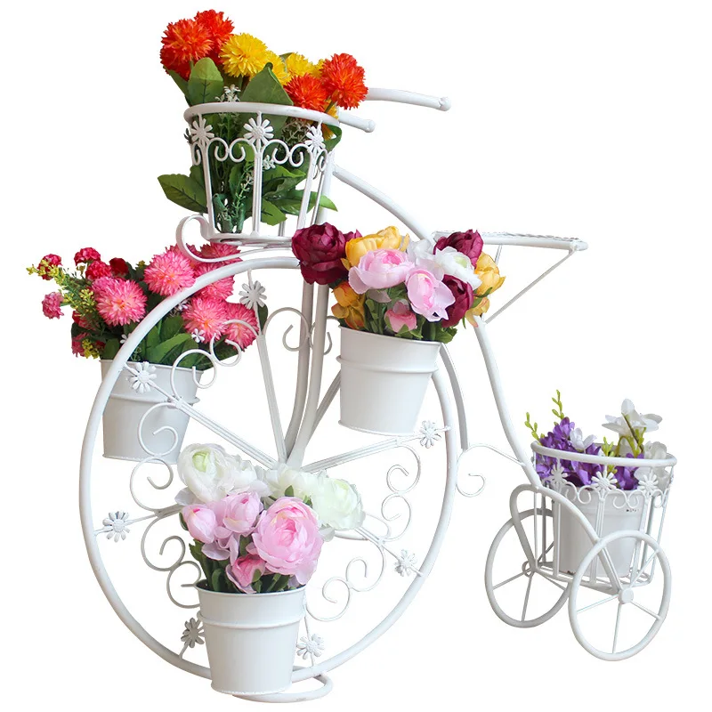Wrought iron bicycle flower stand, outdoor creative flower pot, outdoor courtyard, small garden ornament, balcony, floor