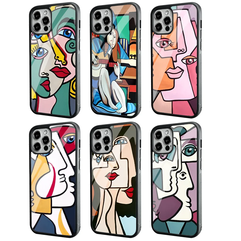 

Picasso Abstract Art Painting Phone Case For IPhone 11 12 13 14 15 Plus Pro Max Mirror Acrylic PC TPU Cover