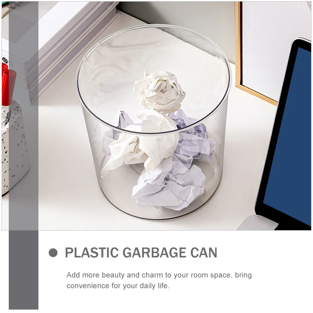 

2pcs Large Capacity Clear Garbage Can Transparent Plastic Trash Container For Home Office Kitchen Bedroom Multi-Function