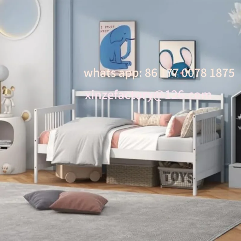 منصة سرير نهارية قابلة للتخصيص بدون صندوق زنبركي مزدوج الاستخدام للضيوف بإطار سرير نهاري مزدوج مع قضبان دعم شرائح خشبية