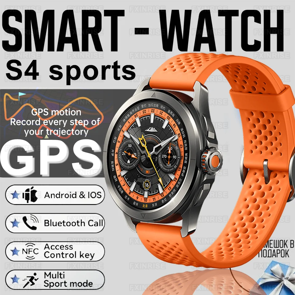 

New For Xiaomi S4 Ultra Outdoor Sports Smart Watch AMOLED Screen NFC GPS Compass Heart rate Waterproof Bluetooth Call SmartWatch