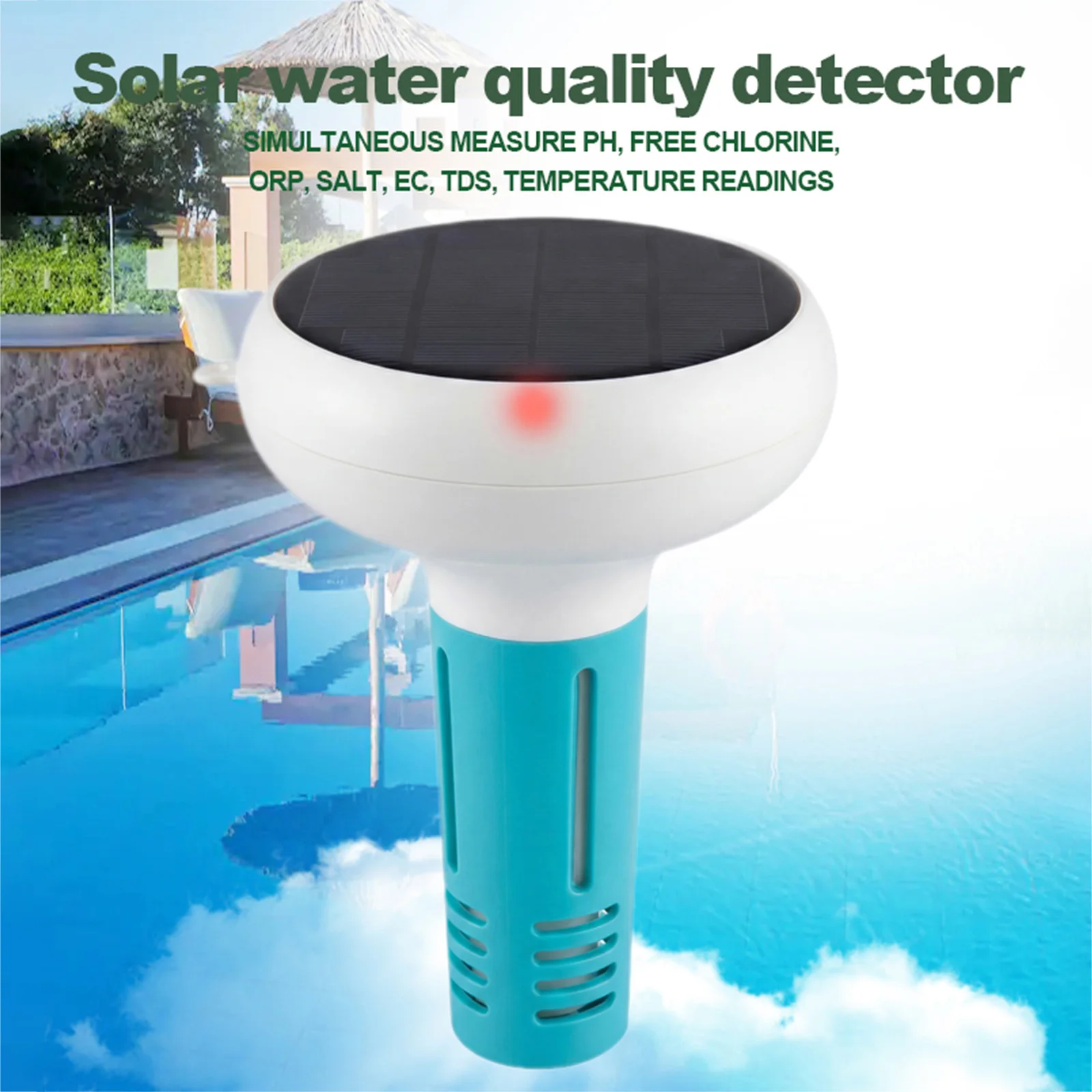 7-in-1 Smart Water Meter Floating Smart Pool Monitor WiFi PH and Salinity Temperature EC ORP for Pools Spas and Hydroponics