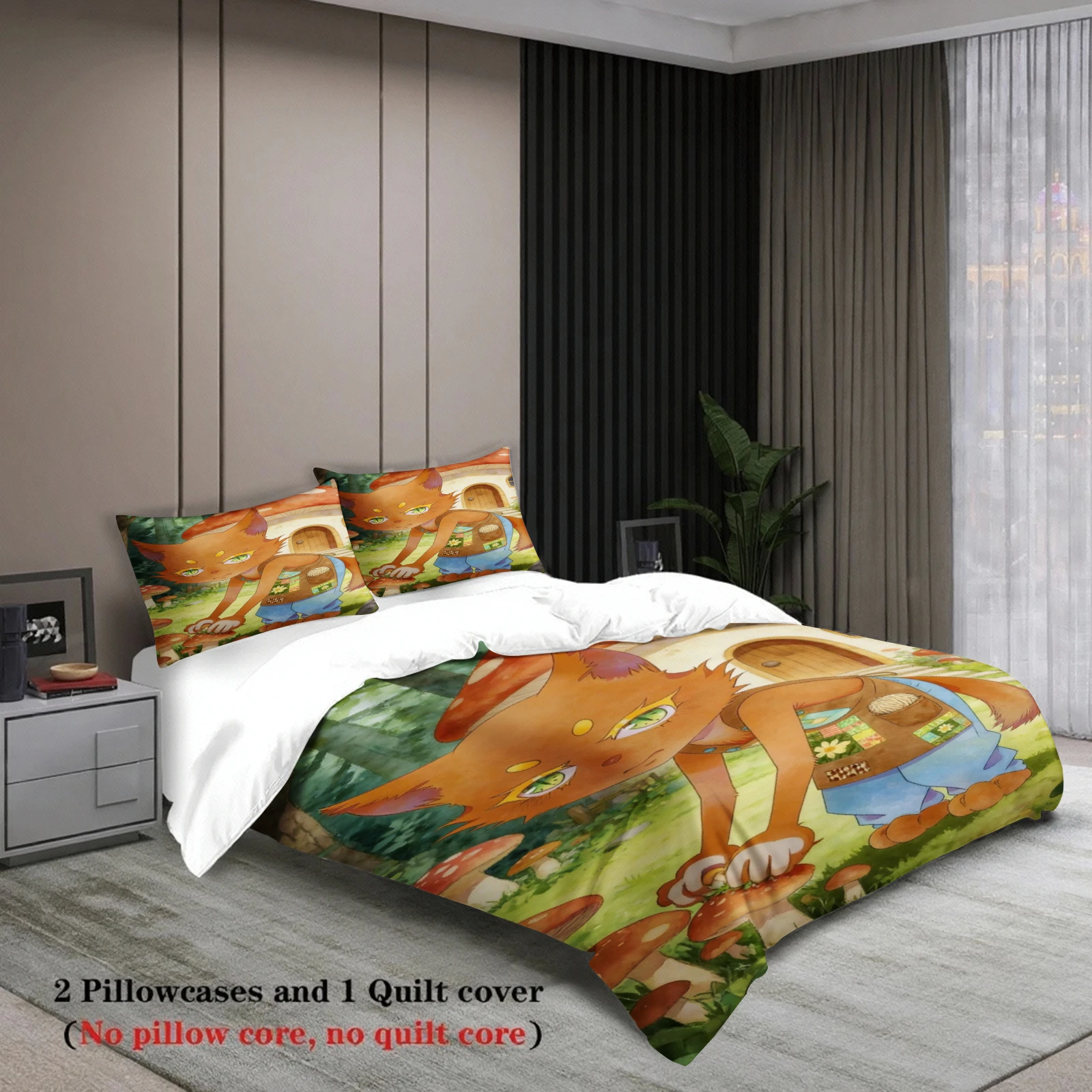 Cute Bedding Set Softville Cozy Town  Fern the Quilt Fox With Duvet Cover & Pillowcase For Children's Bedroom Decor