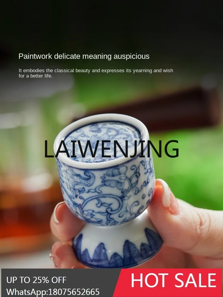 RWJ Ceramic Blue and White Twine Tea Utensils Cover Kung Fu Tea Set All Products