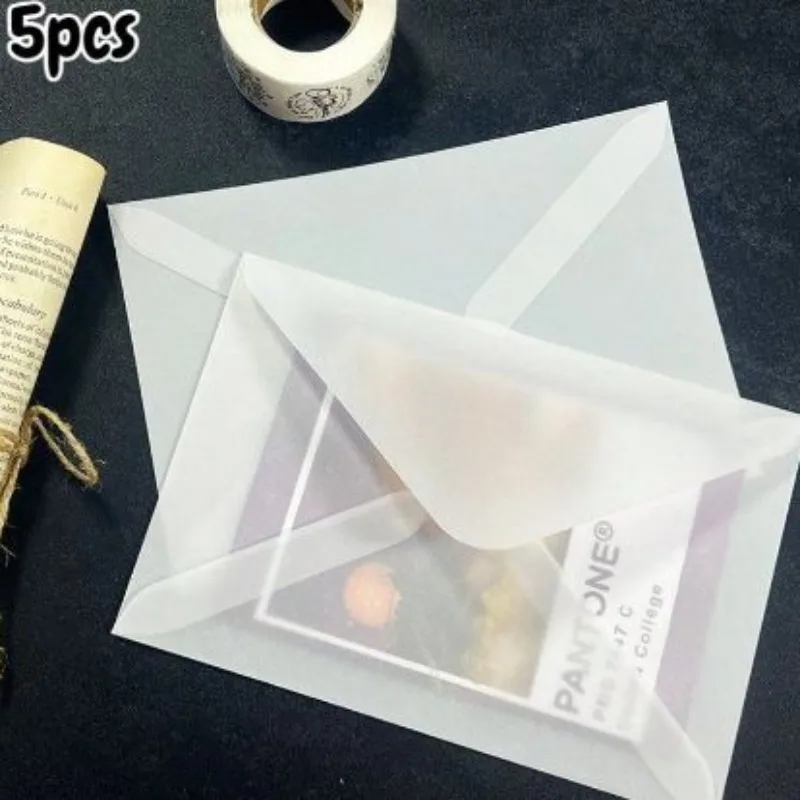

5pcs Transparent Self Sealing Card Envelopes - Elegant envelopes for lottery tickets, stamps, coins, wedding guest gifts, and co