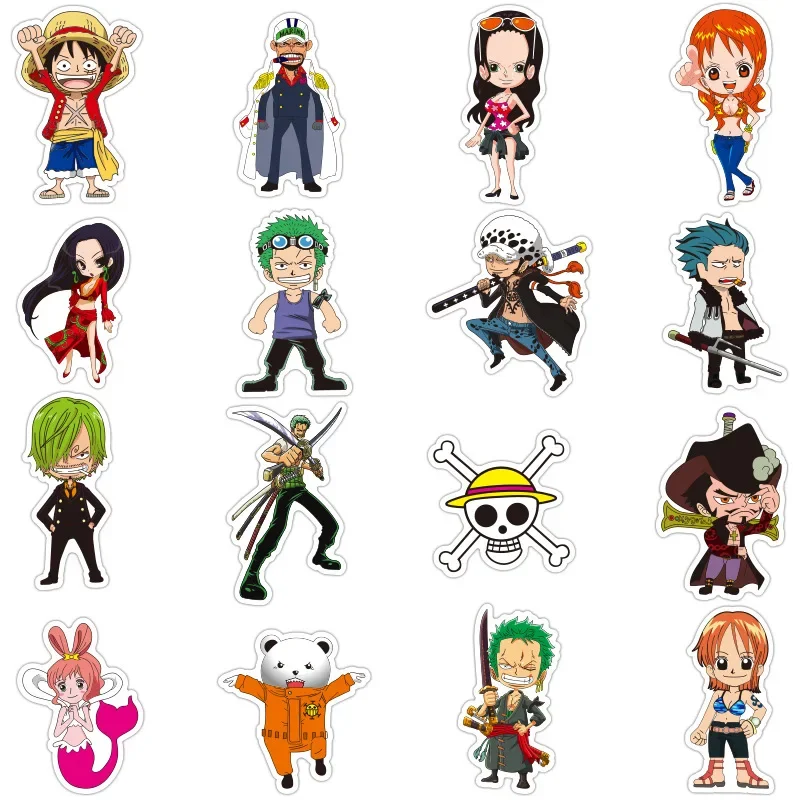48PCS/set One Piece Monkey D Luffy Roronoa Zoro Tony Tony Chopper PVC Stickers Model decorate kitchen bedroom notebook toys Gift