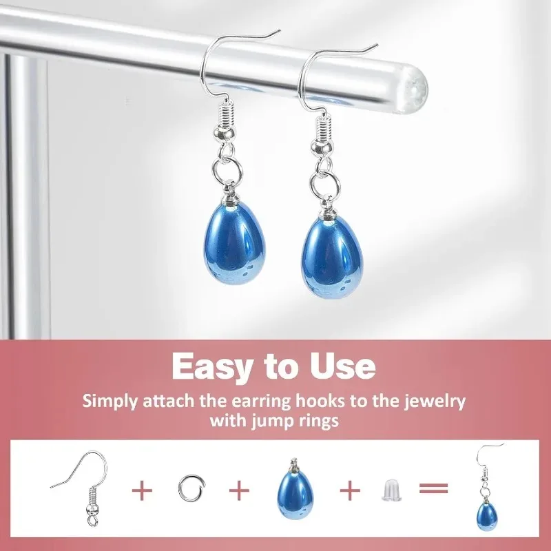 925 خطاف القرط الفضي لصنع المجوهرات 300 قطعة Findings بها بنفسك هيبوالرجينيك الذهب القرط النتائج مع حلقات الانتقال القرط ظهورهم عدة #2