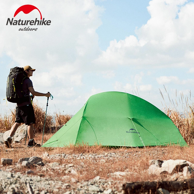 Naturehike Ultralight Campingเต็นท์ 210TแบบพกพาCloud Upฐาน 1 2 คนShelterเต็นท์กระเป๋าเป้สะพายหลังพับเต็นท์เดินทางกันน้ํา