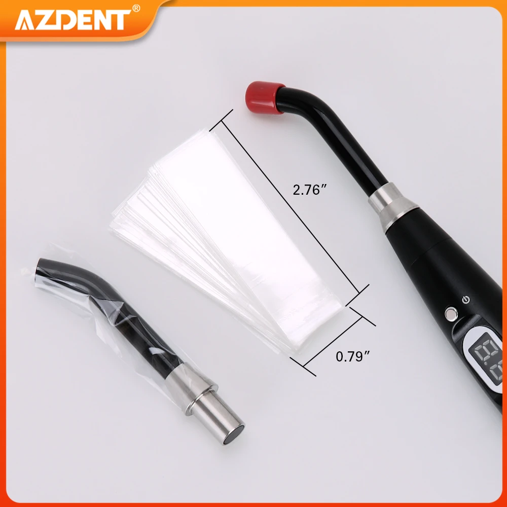 AZDENT 200PCS Dental Light Curing Head Covers Disposable Guide Sleeve Protective Film Plastic 18*67mm Consumables