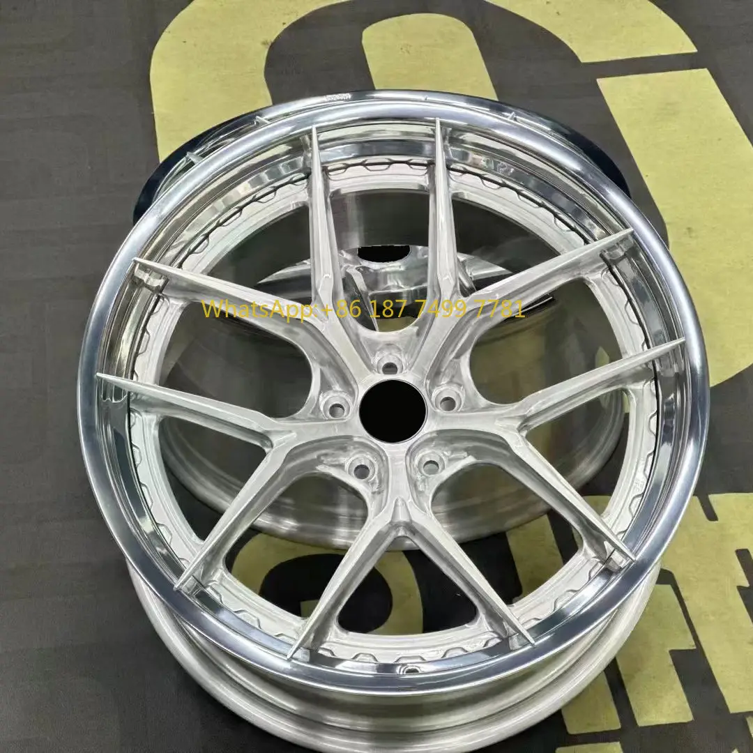

High Performance 2-piece Design Polished Lip Brushed Center Forged Wheel Rims for Racing Car for 18-22 Inch