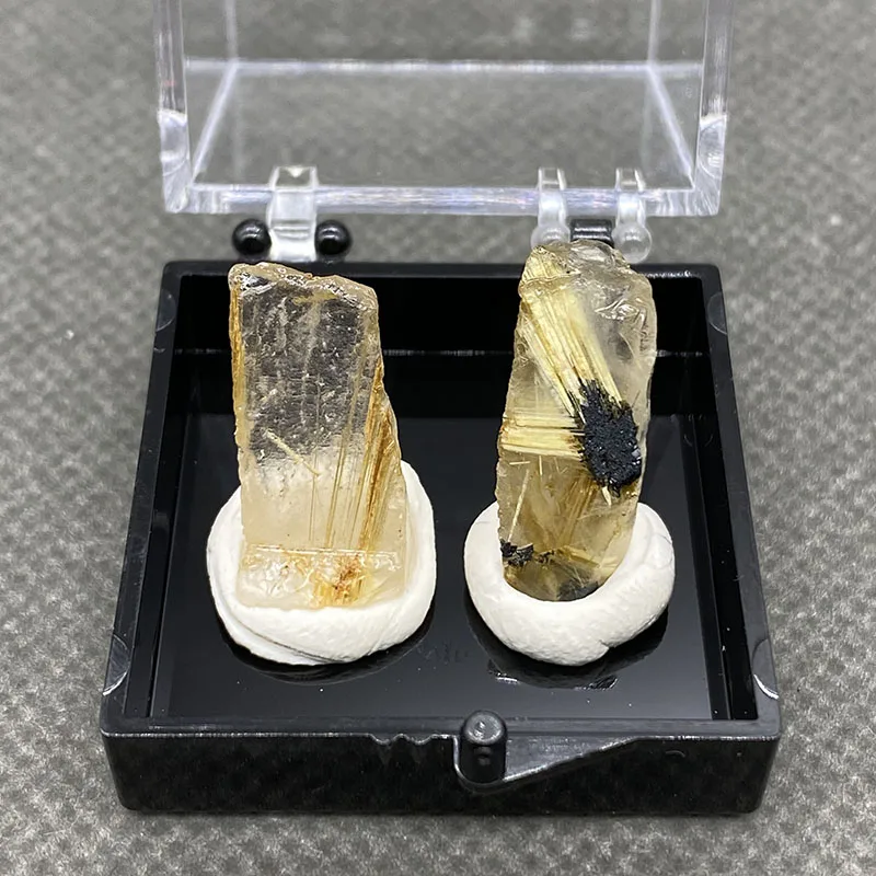 

100% natural blonde crystal original mineral specimen, healing crystal gemstone +Box size：35*35*35mm