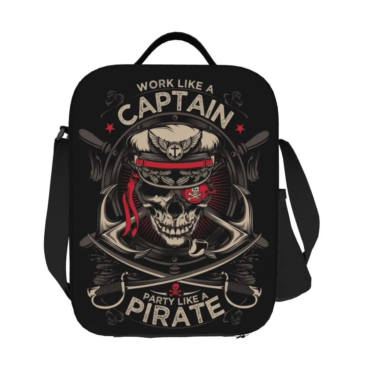 Custom Work Like A Captain Party Like A Pirate Lunch Bag Women Warm Cooler Insulated Lunch Boxes for Adult Office