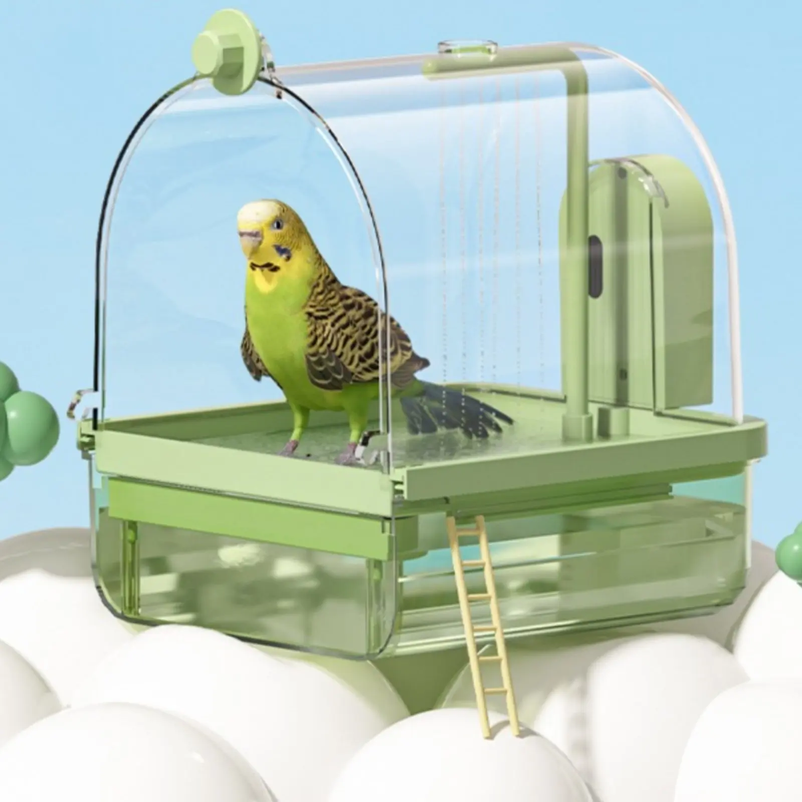 Automatic Bird Bath Wireless Sensor Parrot Bathtub Bird Shower Tub Transparent Cover Pet Supplies Non