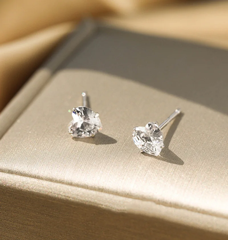 925 Sterling Silber 4/5/6mm Herz-Piercing-Ohrstecker für Frauen, Verlobung, eleganter, luxuriöser Qualitätsschmuck im Großhandel – Detail 9