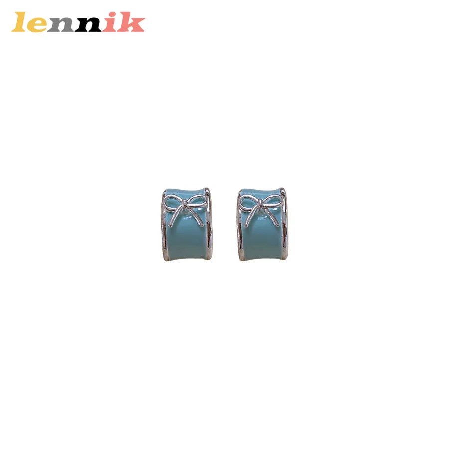 أقراط LENNIK الصيفية الطازجة على شكل حرف C على شكل فيونكة للزيت، ترصيع فاخر، ترصيع متخصص، لافتة للنظر للمواعدة/الشارع، هدية مثالية #5