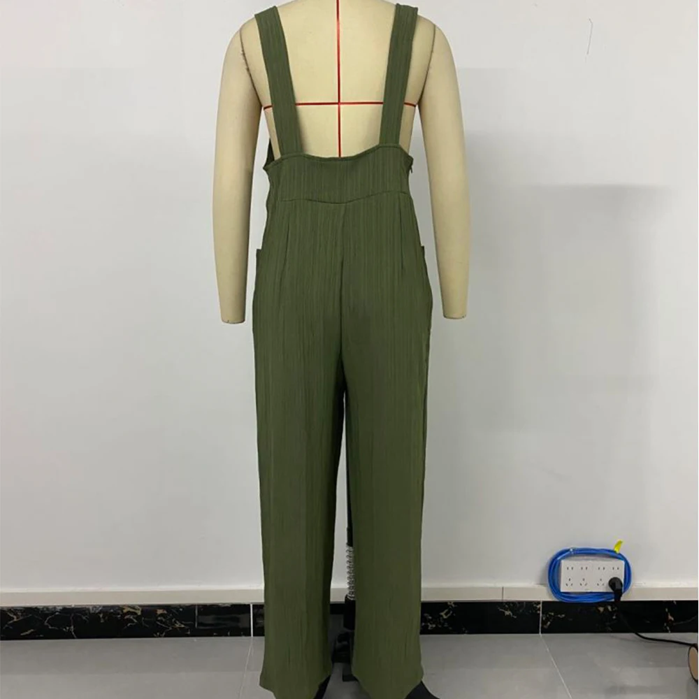 Women Slim Fashion Overalls Straight Leg Bib Jumpsuit Dungarees Ladies Summer Jumpsuit Casual Elegant Pocket Overalls Streetwear