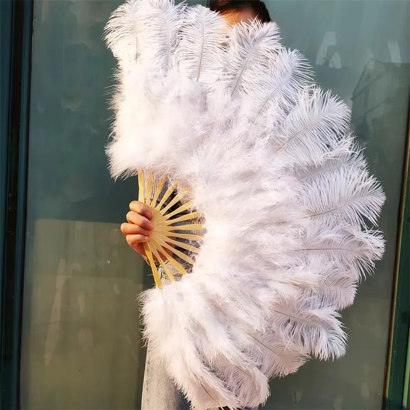 Cheap Sale Dancing Radius 40-45 cm Fluffy Ostrich Feather Fan for Carnival Performance Party Dance Decoration