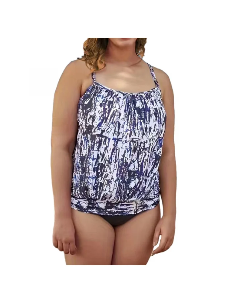 Zweiteiliger Badeanzug für Damen, Tankini in Übergröße, auf Lager, Bauchkontrolle, konservative Badebekleidung, Großhandel, Badeanzug