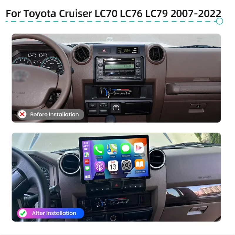 

11.5'’ 2K Carplay Auto Android 15.0 DVD Player Radio GPS WiFi Bluetooth 8G+128G 4G LTE Rearview Mirror Navigation for Toyota LC
