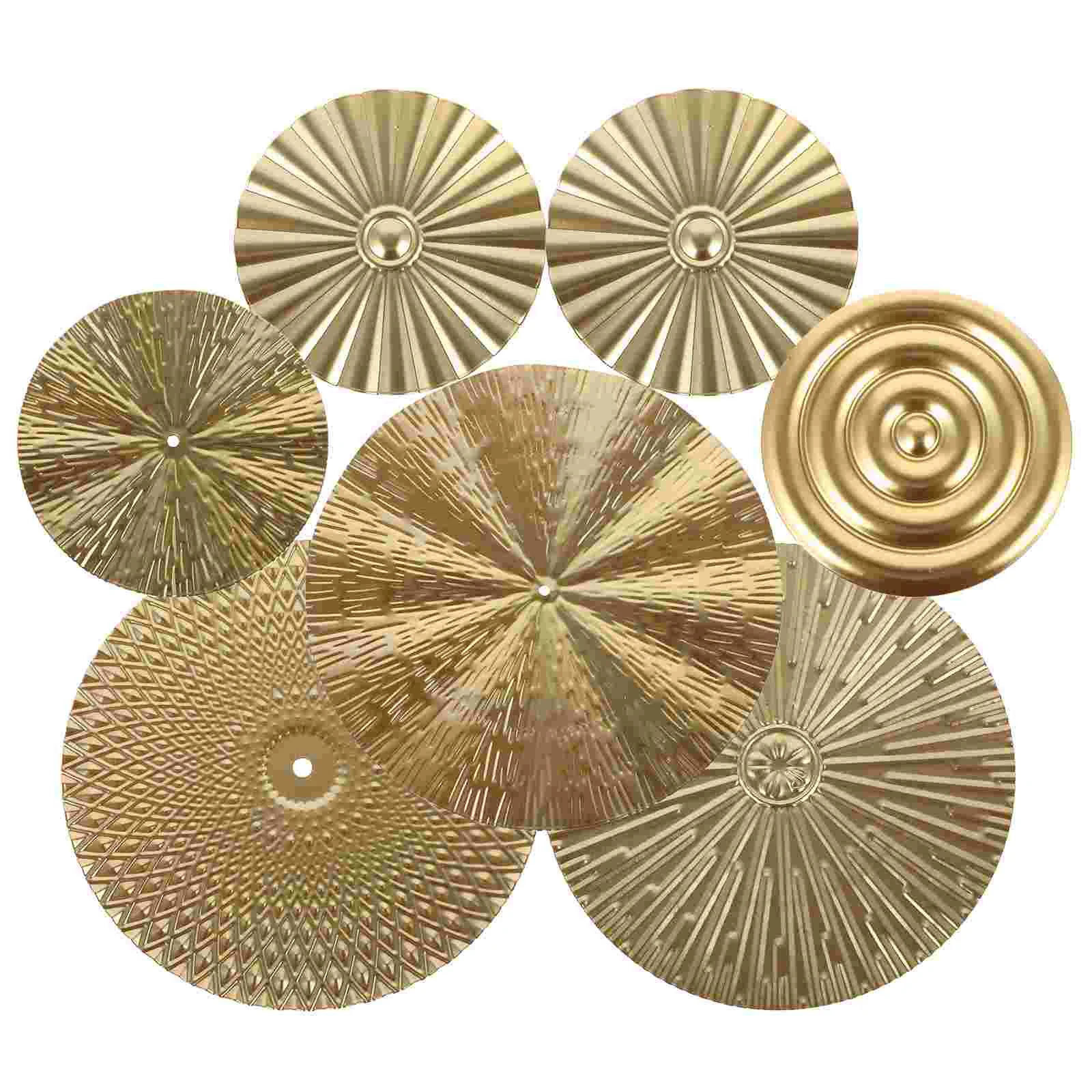 

Golden Disc Wall Hanging Decor Metal Circular for Living Room Accent Home Decorations Bathroom Accessories Tray