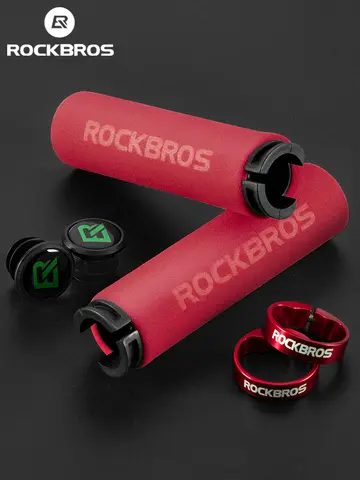 ROCKBROS Cycling Grips Anti-skid Shockproof Silicone Sponge Handlebar Grips MTB Road Bike Grips Ultraight Cycling Handlebars