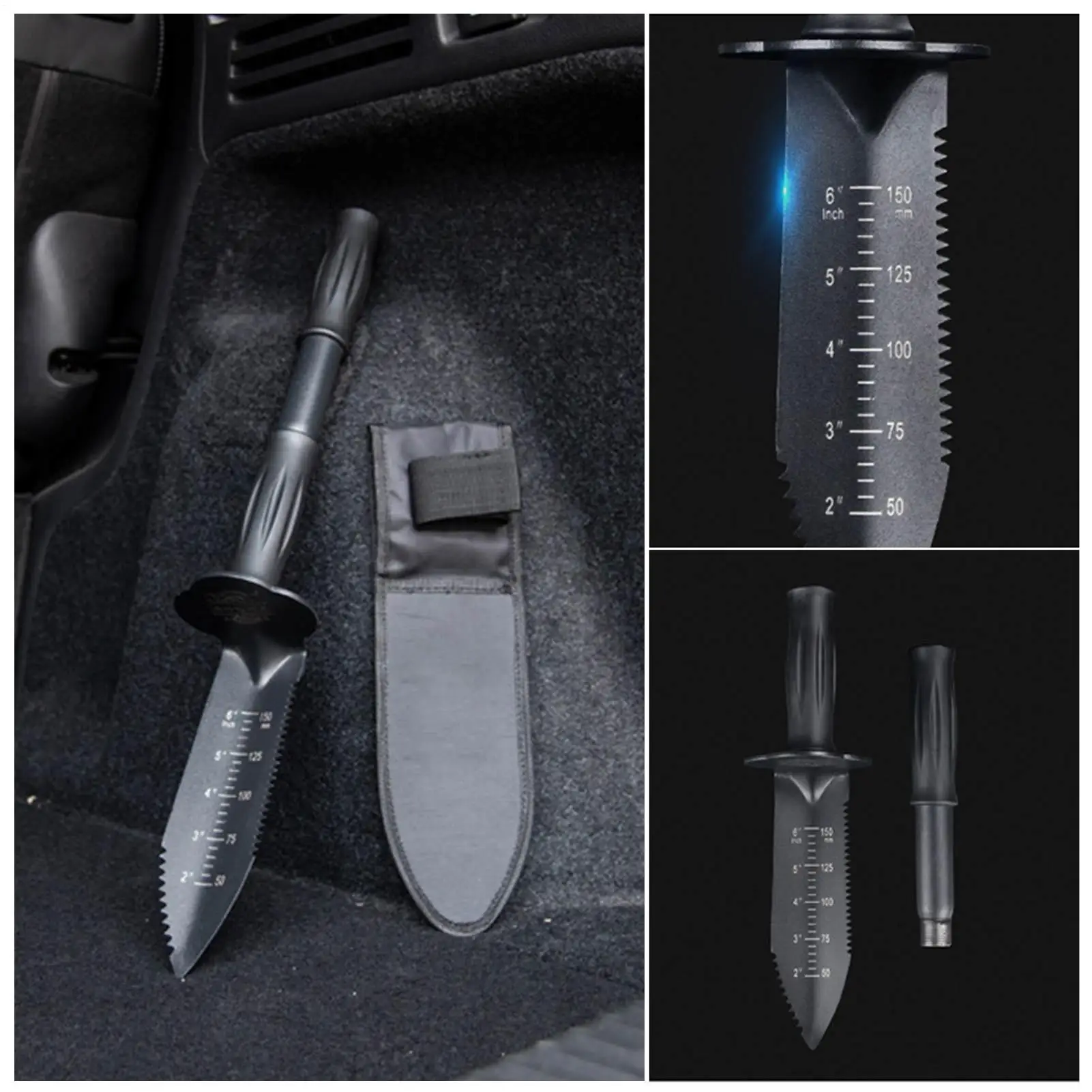 Metal Detector Digging Tool  Serrated Edge Digger With Sheath Stainless Steel Garden Shovel Knife Extended Handle Camping Supply