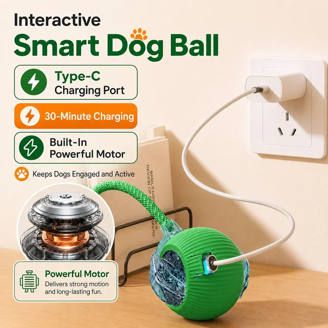 New Dog Interactive Ball Toy,Automatic Rolling Dog Ball Rechargeable,Smart Puppy Interactive Toy,Intelligent Balls Toy for Dogs 4 New Dog Interactive Ball Toy,Automatic Rolling Dog Ball Rechargeable,Smart Puppy Interactive Toy,Intelligent Balls Toy for Dogs 4