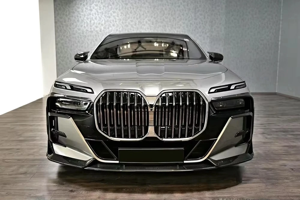 MSY Style New Full Dry 3K Twill/Forged Carbon Front Bumper Grille Mesh Insert for 7 Series 2023+