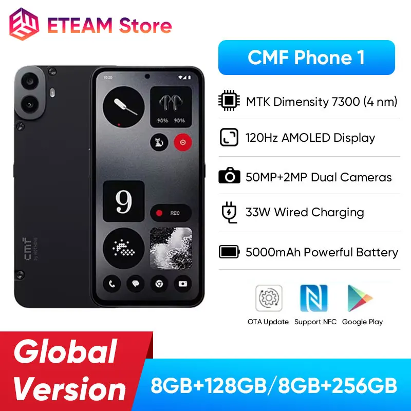 Global Version Nothing CMF Phone 1 6.67” 120Hz AMOLED display Mediatek Dimensity 7300 Dual 50MP 5000mAh 33W Charge Smartphone