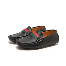 Scarpe in pelle per ragazzi nero bianco per la festa della scuola matrimonio bambini appartamenti formali mocassini morbidi Slip-on mocassini per bambini 26-37