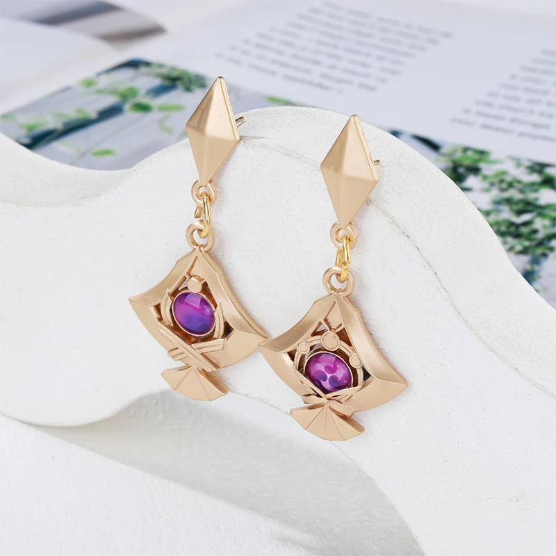 Genshin Impact Anime Yae Miko Vision Cospaly Props Metal Alloy Earring Ear Studs Jewelry Women Accessories Gift for Fans