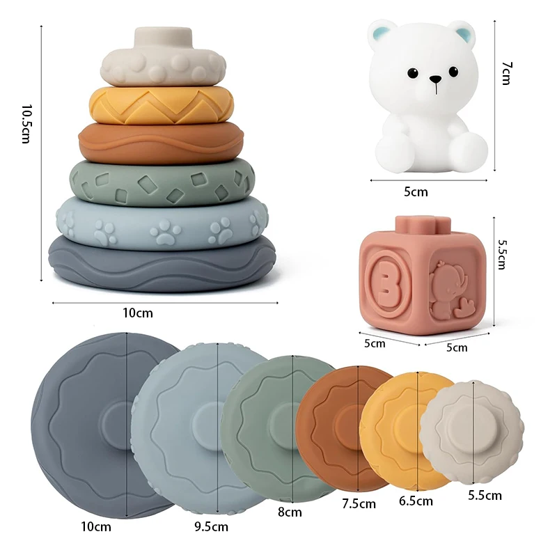 Baby Montessori Sensory Intellectual Development Set Developing Fine Motor Skills Building Blocks Stacking Tower Learning Toys