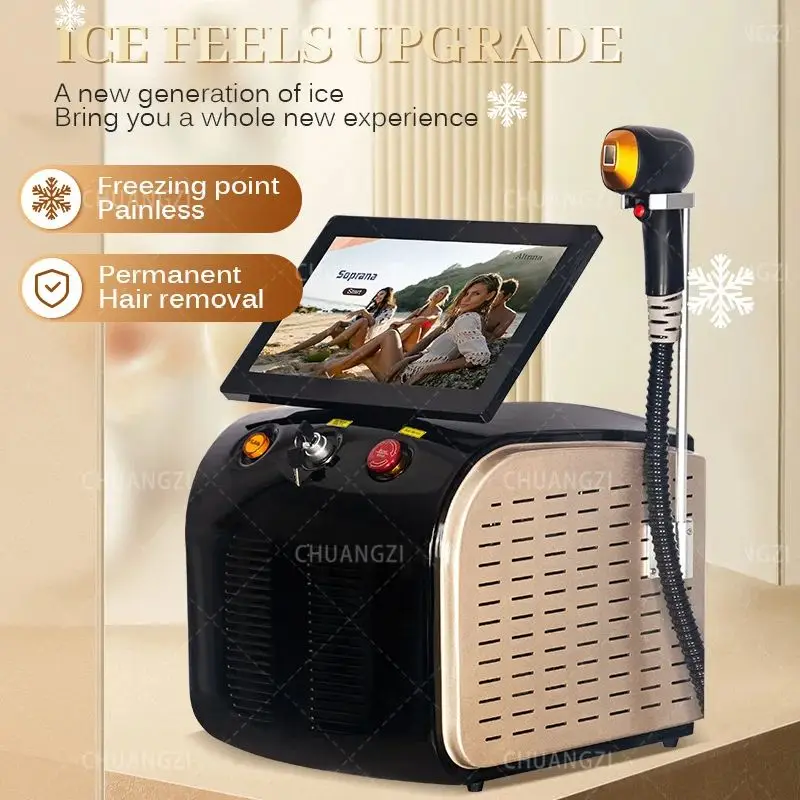 

Freezing Point Painless And Permanent Hair Removal Machine Advanced Cooling Technology HD Touch Screen New 808nm Laser Device