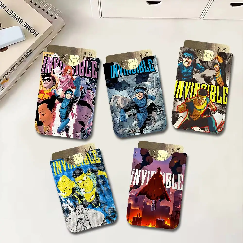 Animation Superhero I-Invincible Cartoon Ultra-Thin Mini Leather Card Holder Wallets for Men Women Lightweight