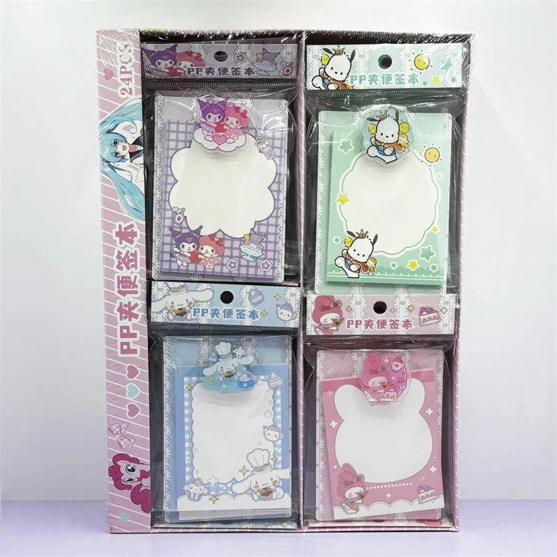 

24pcs/lot Sanrio Kuromi Melody Pochacco Memo Pad Cute Sticky Note Stationery Label Notepad Planner Sticker Post School Supply