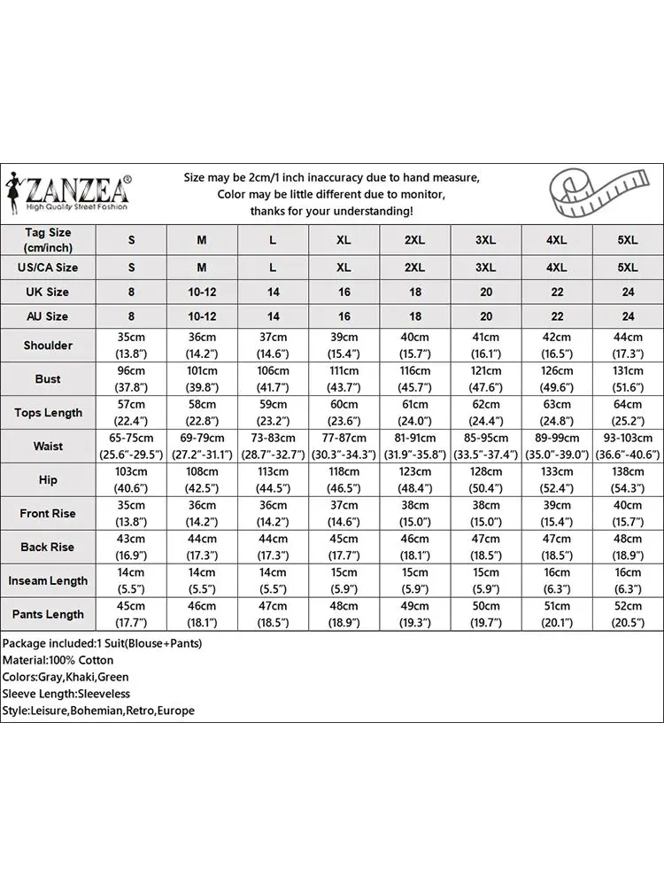 ZANZEA-Tops sem mangas e shorts para mulheres, calças grandes, calças casuais, roupas elegantes, traje de treino de trabalho, verão, 2 peças, 2024