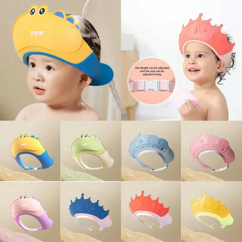 

Baby Bath Caps Goods Infant Ear Protection Kids Shampoo Shield Bath Head Cover Baby Shower Cap Adjustable Hair Wash Hat